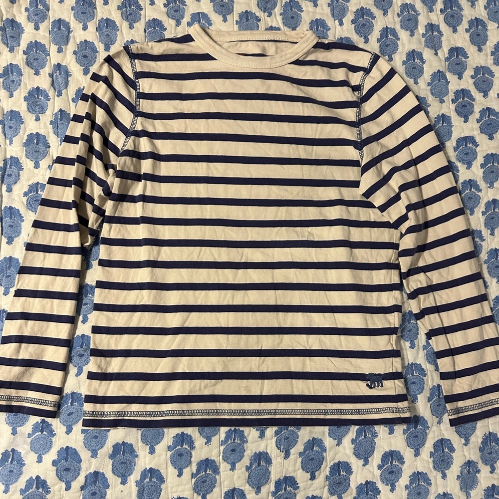 Mini boden long sleeve navy striped shirt 9/10